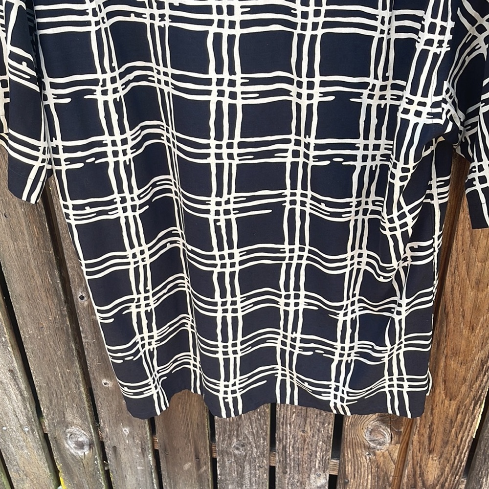 Bullock & Jones M Men's Silk Black Cream Plaid Shirt Short Sleeves Medium Dressy - Picture 8 of 8